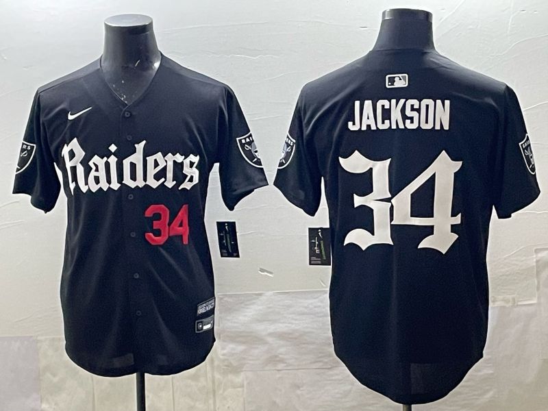 Men 2025 Oakland Raiders 34 Jackson black 6th generation Joint Name Nike Limited NFL Jersey style 04